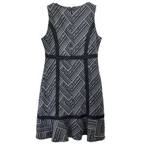 Tabitha Black Gray Womens Geometric Flared Flounce Hem‎ Sleeveless Dress Size 8